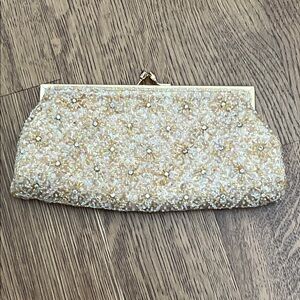 Elegant Gold Beaded Clutch By Carlo Fellini